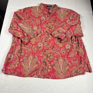 Chaps Womens No Iron Button Down Shirt Striped Long Sleeve Classic Work Top 3X